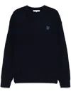 Maison Kitsuné Bold Fox Head Patch Regular Jumper In Lambswool In Black