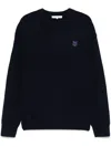 Maison Kitsuné Bold Fox Head Patch Regular Jumper In Lambswool In Blue