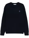 Maison Kitsuné Bold Fox Head Patch Regular Jumper In Lambswool In Blue