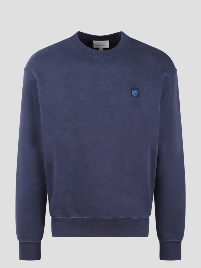Maison Kitsuné Bold Fox Head Patch Comfort Sweatshirt In Blue