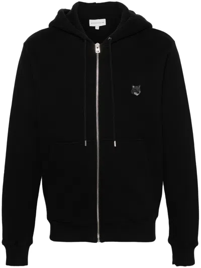 Maison Kitsuné Bold Fox Head Patch Comfort Zipped Hoodie In Black