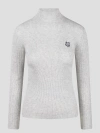 Maison Kitsuné Fox Head Turtle-neck Jumper In Light Grey