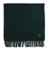 Maison Kitsuné Bold Fox Head Patch Fringed Scarf In Ranger Green