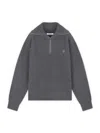 Maison Kitsuné Gray Bold Fox Head Patch Half Zip Ribbed Sweater In Grey