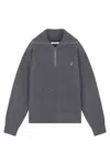 Maison Kitsuné Gray Bold Fox Head Patch Half Zip Ribbed Sweater In Medium Grey Melange