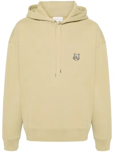 Maison Kitsuné Relaxed Fit Hoodie With Embroidered Logo In Yellow