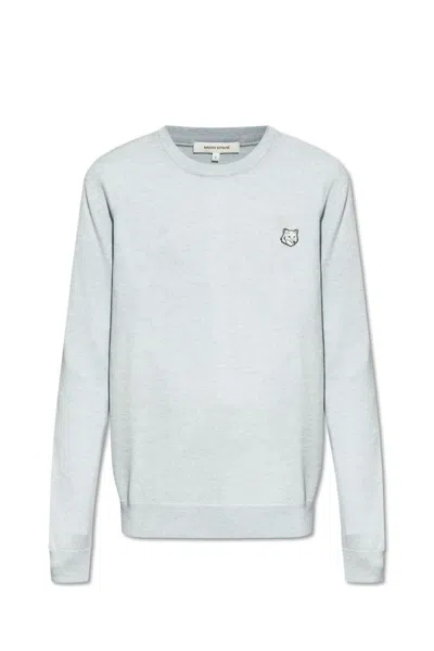 Maison Kitsuné Bold Fox Head Patch Knitted Jumper In Blue