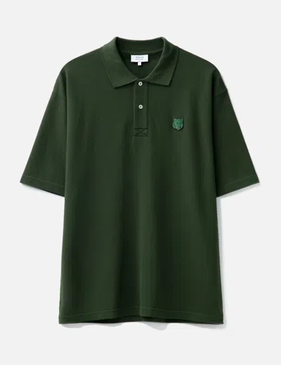 Maison Kitsuné Bold Fox Head Patch Oversize Polo In Green