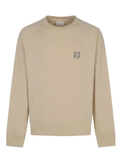 Maison Kitsuné Bold Fox Head Patch Oversize Sweatshirt In Beige