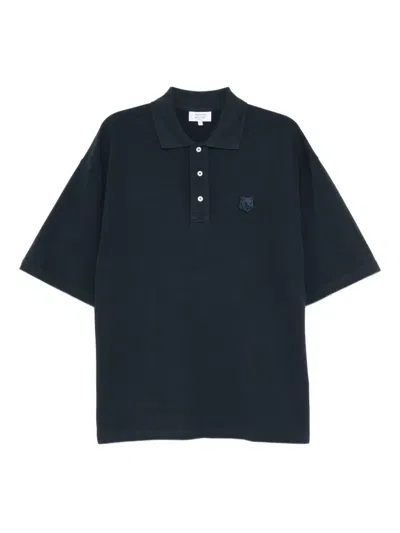 Maison Kitsuné Bold Fox-head Patch Polo Shirt In Blue