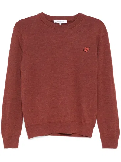 Maison Kitsuné Bold Fox Head Patch Regular Jumper In Brown