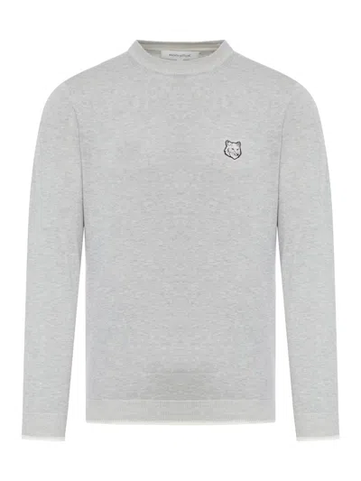 Maison Kitsuné Gray Bold Fox Head Sweater In H120 Light Grey Mela