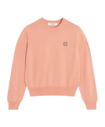 Maison Kitsuné Bold Fox Head Patch Regular Jumper In Pink