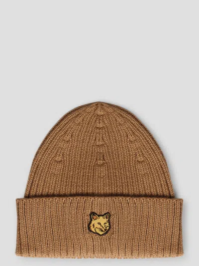 MAISON KITSUNÉ BOLD FOX HEAD PATCH RIBBED BEANIE