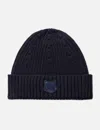 Maison Kitsuné Bold Fox Head Patch Ribbed Beanie In Blue
