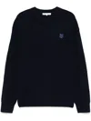 Maison Kitsuné Bold Fox Head Patch Regular Jumper In Lambswool In Blue