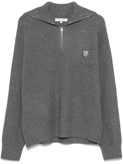 MAISON KITSUNÉ BOLD FOX HEAD-PATCH RIBBED SWEATER
