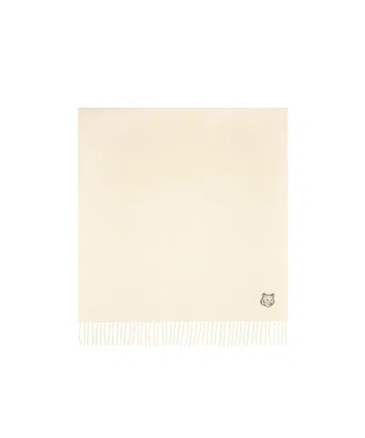 Maison Kitsuné Bold Fox Head Patch Scarf In White
