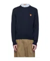 Maison Kitsuné Striped Cotton Sweatshirt Button-down Collar In Blue