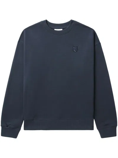 Maison Kitsuné Bold Fox Head-patch Sweatshirt In Blue