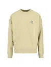 Maison Kitsuné Bold Fox Head Patch Crewneck Sweatshirt In Yellow