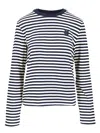 Maison Kitsuné Bold Fox Head Patch Multi Stripes Regular Ls Tee-shirt