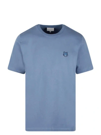 Maison Kitsuné Bold Fox Head Patch T-shirt In Blue