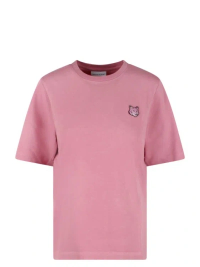 Maison Kitsuné Bold Fox Head Patch T-shirt In Pink