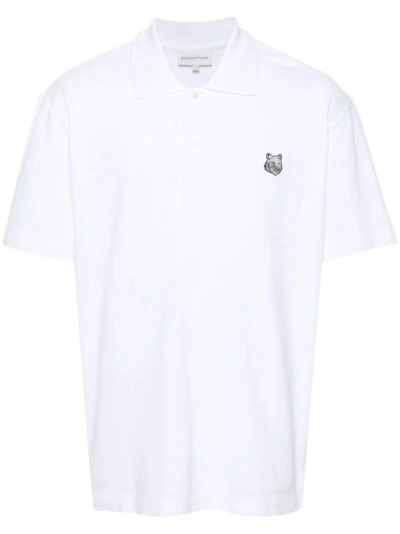 Maison Kitsuné Bold Fox Head Cotton Polo Shirt In White