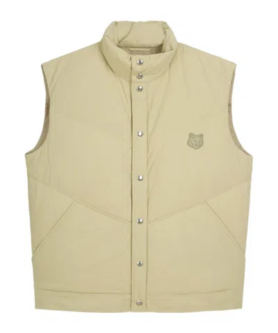 Maison Kitsuné Bold Fox Head Quilted Gilet In Nude