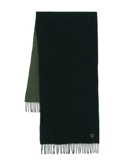 Maison Kitsuné Green Bold Fox Head Double Face Scarf