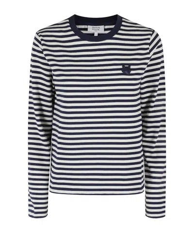 Maison Kitsuné Bold Fox Head Striped T-shirt In Multi