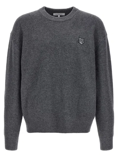 Maison Kitsuné Bold Fox Head Sweater In Grey