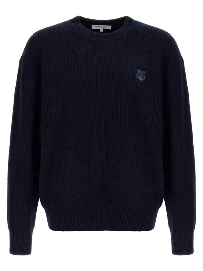 Maison Kitsuné Maison Kitsune 'bold Fox Head' Sweater In Ink Blue