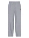 Maison Kitsuné Straight Trousers With Elastic Waistband And Pockets In Gray