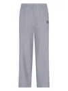 Maison Kitsuné Straight Trousers With Elastic Waistband And Pockets In Gray