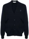 Maison Kitsuné Bold Fox Head Wool Cardigan In Blue
