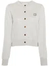 Maison Kitsuné Bold Fox Head Wool Cardigan In Gray