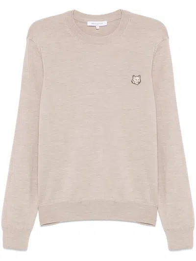 Maison Kitsuné Bold Fox Head Wool Jumper In Burgundy