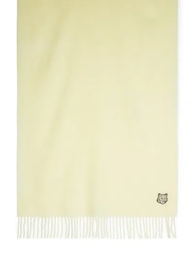 Maison Kitsuné Off-white Bold Fox Head Patch Scarf In Beige