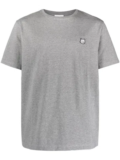Maison Kitsuné Bold Fox Head Patch T-shirt In Grey