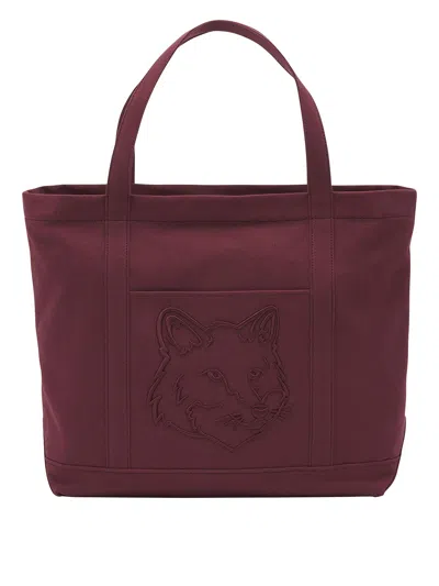 Maison Kitsuné Logo Large Tote Bag In Red