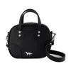 Maison Kitsuné Structured Cowhide Leather Shoulder Bag With Silver-tone Accents In Black