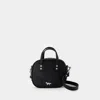 Maison Kitsuné Structured Cowhide Leather Shoulder Bag With Silver-tone Accents In Black