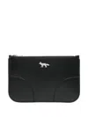 Maison Kitsuné Boogie Leather Clutch In Black