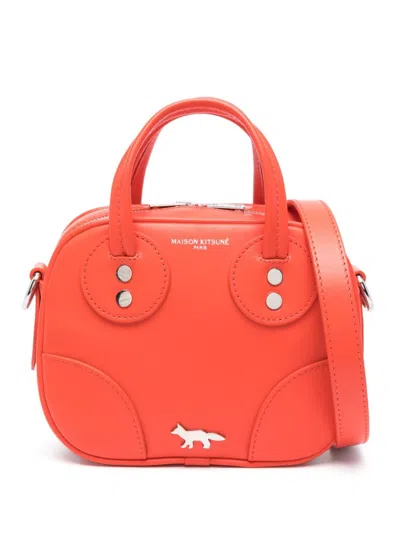 Maison Kitsuné Boogie Leather Tote Bag In Red