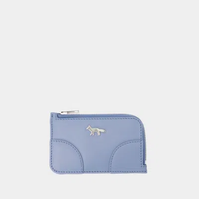 Maison Kitsuné Boogie Long Zipped Card Holder - Maison Kitsune - Leather - Blue In Neutral