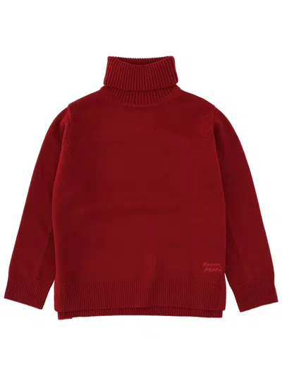 Maison Kitsuné Bordeaux Classic Ribbed Turtleneck Sweater In Red