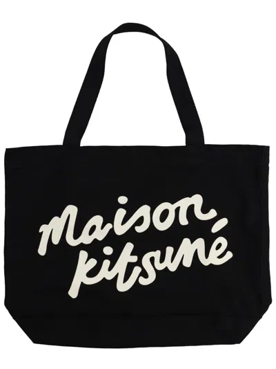 Maison Kitsuné Borsa Tote Con Scritta In Black