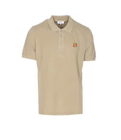 Maison Kitsuné Fox Head Polo In Brown